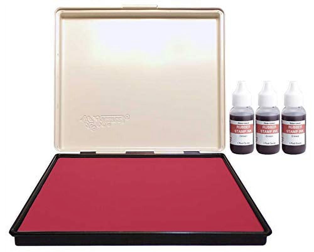 Extra Large 8" x 12" Industrial Rubber Stamp Ink Pad in Metal Case, Crimson Stamp Pad