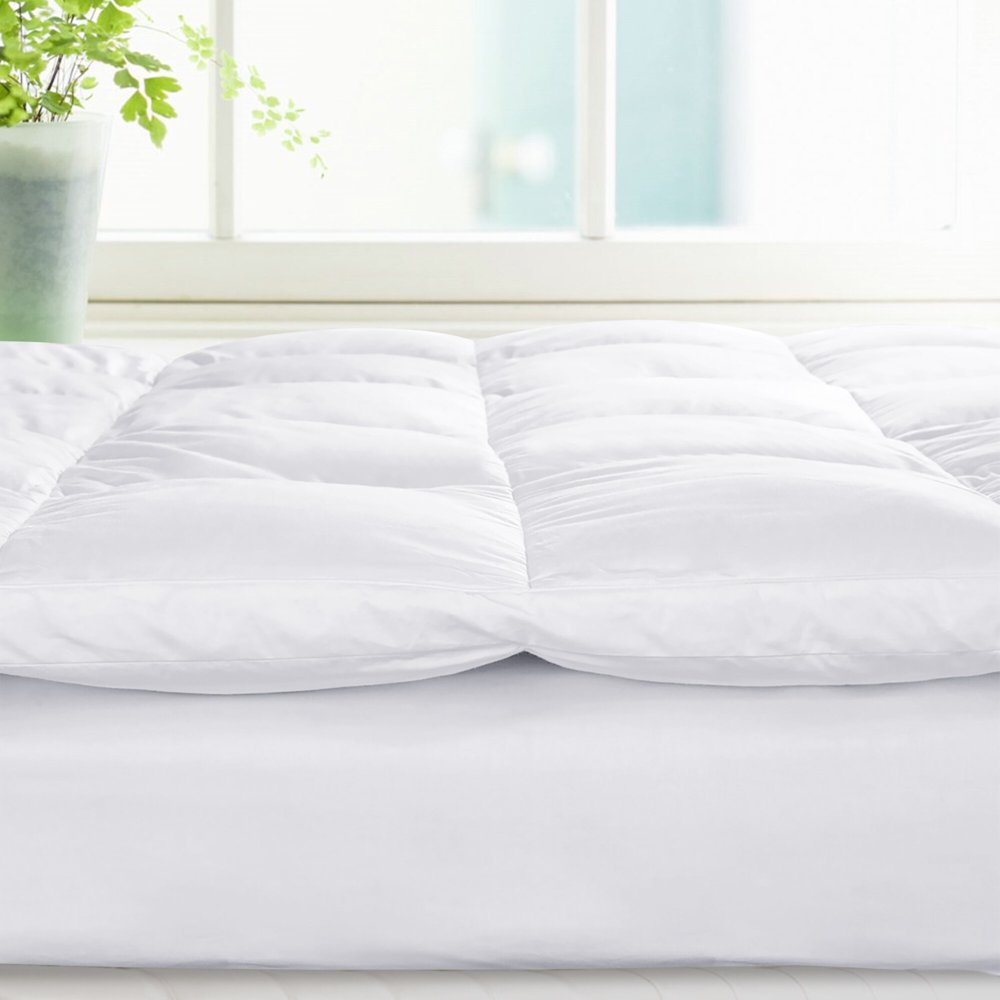 Peace Nest 2" White Goose Feather bed/Mattress Topper with 100 Cotton Cover, Loft Baffle Box