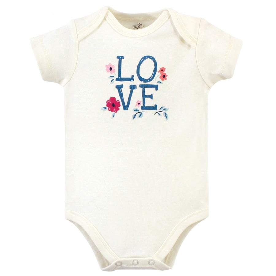 Touched by Nature Baby and Toddler Girl Organic Cotton Hoodie, Bodysuit or Tee Top, and Pant, Garden Floral, 18-24 Months