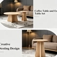 thumbnail image 4 of PUKNLY Round Nesting Coffee Table Set of 2, Modern Circle End Table Set, Mid Century Wooden Accent Tables, Small Side Table for Living Room Bedroom Balcony Office, Flexible Use, Space-Saving,Natural, 4 of 7