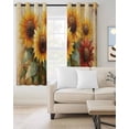 thumbnail image 2 of Sunflowers Kitchen Curtains Abstract Oil Painting Floral Leaf Plant Cafe Short Curtains for Bathroom Blackout Window Curtain Grommet Small Window Treatment Drapes for Bedroom Living Room 52"x45"x2, 2 of 9