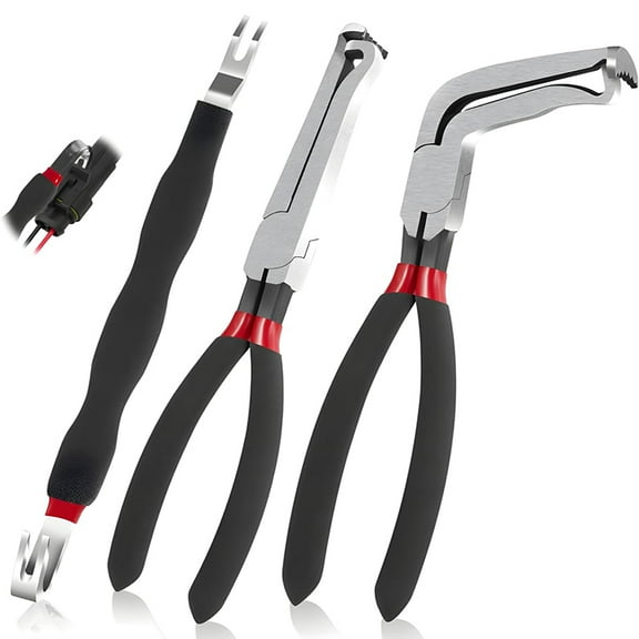 8" 60-Degree Electrical Disconnect Pliers For Automotive Connectors & Sensors - Angled Wire Plug Removal Tool