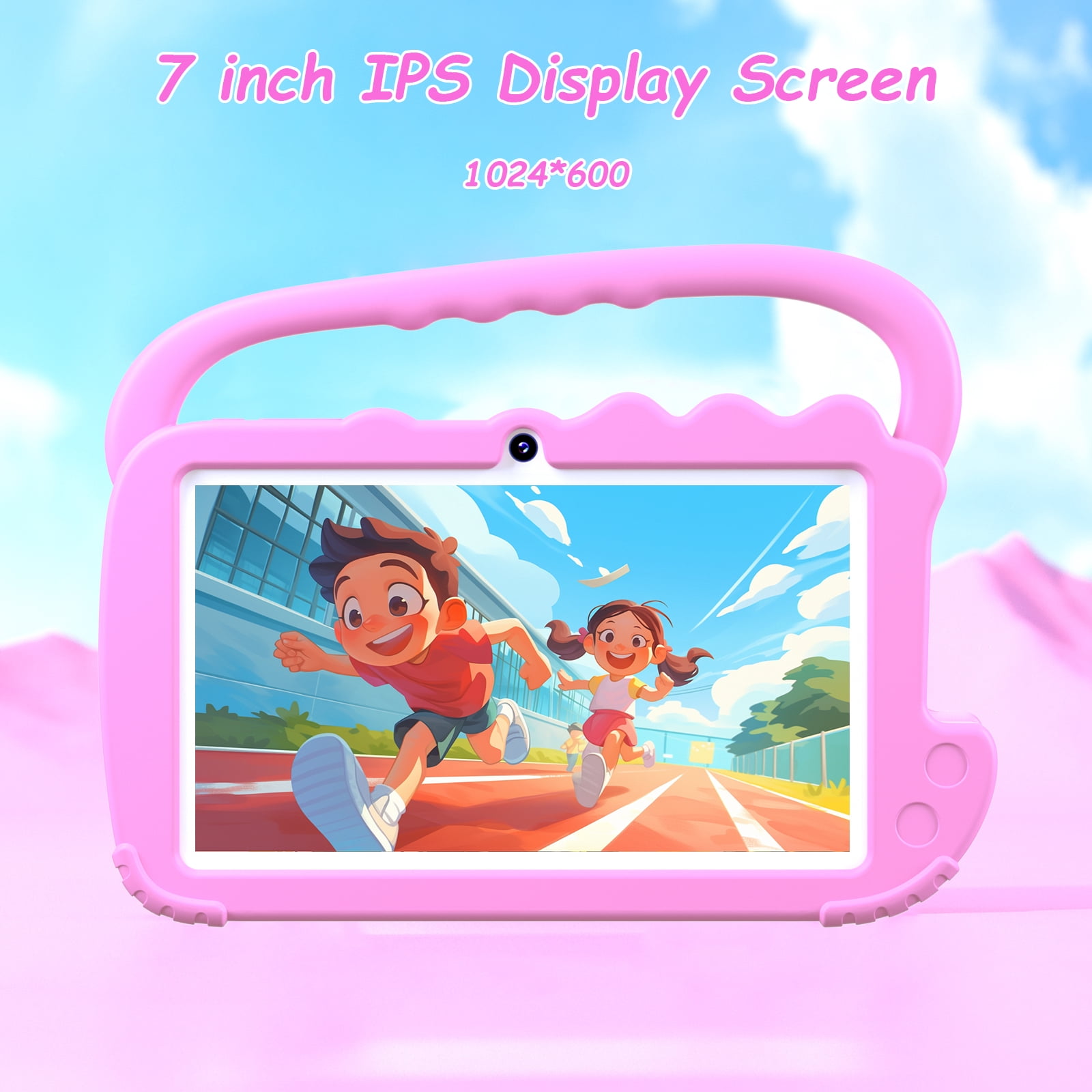 2024 Kids 7 inch Tablets,  Android 12 Tablet for Kids, 4GB+32GB ROM+1TB Expand PINK
