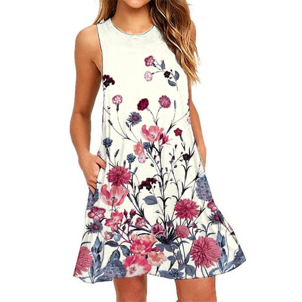 Vestido de tirantes de camisola con estampado de manga corta con estilo de verano para mujer OAVQHLG3B Store lin121212