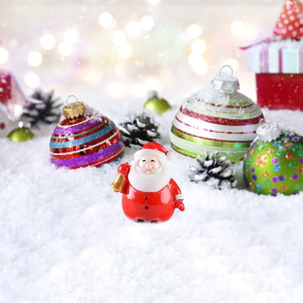 Wmhnj Set de 7 mini figuras de Pap Noel, decoraciones navideñas de resina para bolas de nieve, casas de muñecas y decoraciones festivas de mesa.