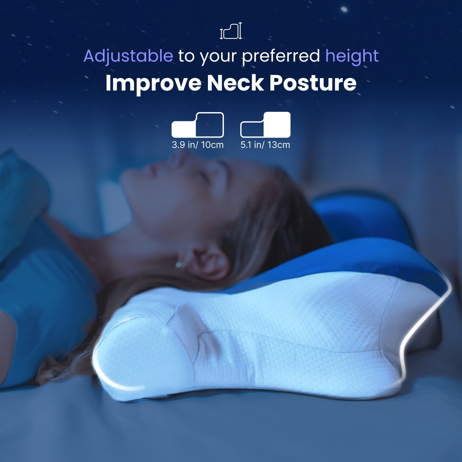 RENPHO 2-Pack Neck Support Pillows for Pain Relief, Orthopedic Cervical Pillow for Side Back Stomach Sleeper