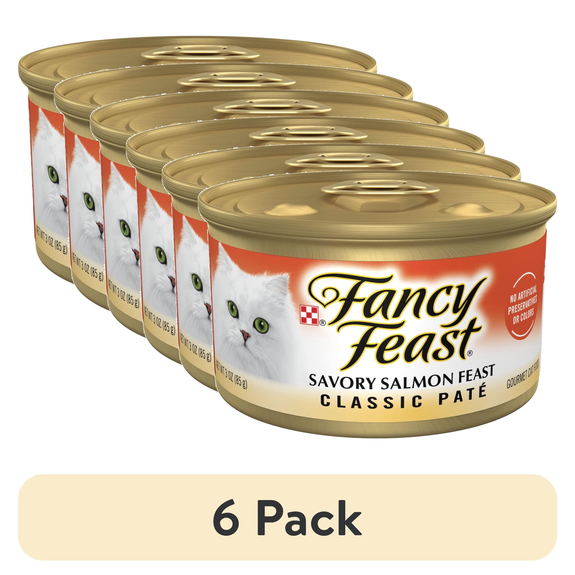(6 pack) Purina Fancy Feast Savory Salmon Feast Classic Pate Wet Cat Food  3 oz Can
