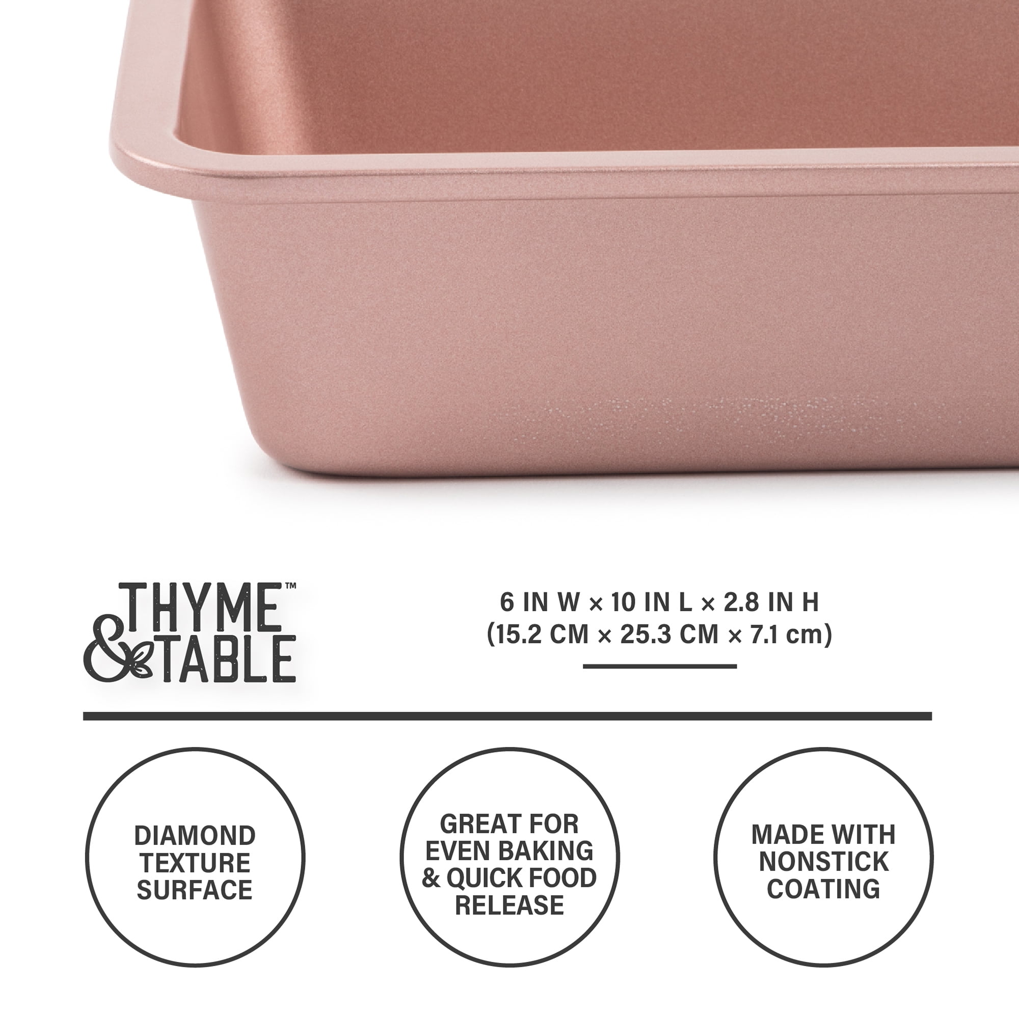 Thyme & Table Non-Stick Loaf Pan, 9" Rose Gold
