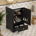 thumbnail image 2 of 20 Inch Bathroom Vanity with Ceramic Sink with Adjustable U-Shaped Shelf black, 2 of 19