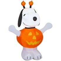 Gemmy Airblown Inflatable Snoopy in Pumpkin Outfit Peanuts, 4 ft Tall, Multicolored