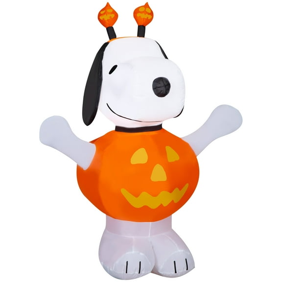 Gemmy Airblown Inflatable Snoopy in Pumpkin Outfit Peanuts, 4 ft Tall, Multicolored