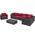 thumbnail image 4 of Modway Convene 7 Piece Outdoor Patio Sectional Set in Espresso Red, 4 of 9