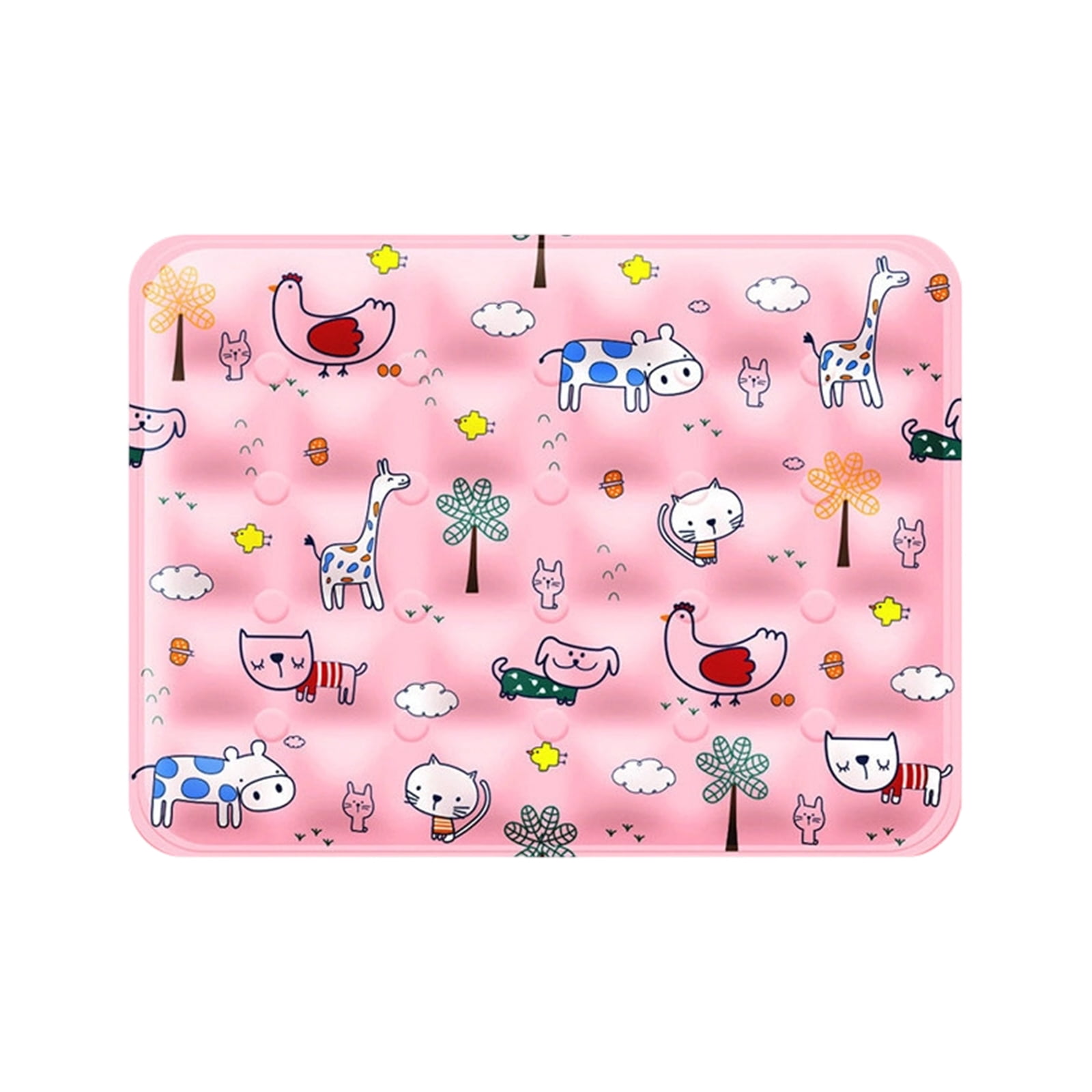 Pet Cooling Mat for Cats Waterproof Washable Pink Cartoon Summer Cooling Pad Dog Cooling Mat Indoor for Small and Medium Pets Non Slip Comfortable Pet Crate Mat 1 Pack