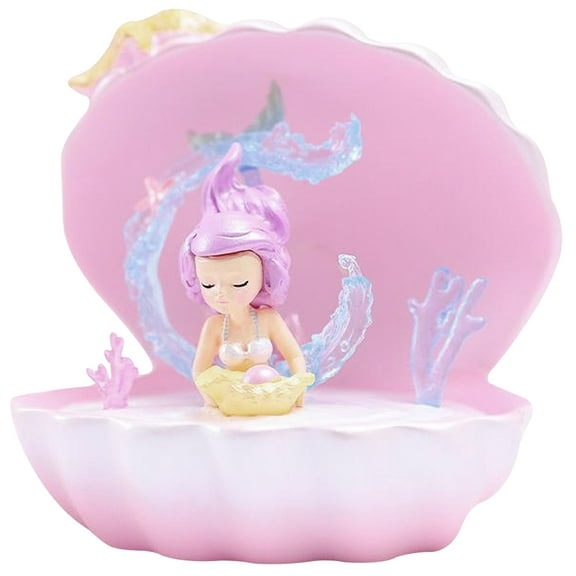 FUEENIRVA Seahorse Lamp Mermaid Shell Night Lamp Pink Resin 1Pcs