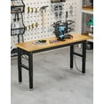 thumbnail image 1 of BeesClover 60" Adjustable Height Work Bench with Power Outlet, Heavy Duty Solid Wood Work Table, Max 2200 LBS Capacity Garage Workbench for Workshop, Shop, Home, 1 of 7