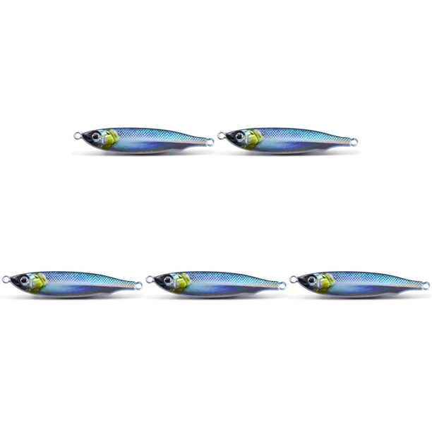 5uds. Señuelos de pescado con impresión 3D, cebos con forma de pez ligero para pesca de lubina (estilo B)