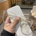 thumbnail image 1 of Large Square Frame Anti-Blue Light Glasses Fashion Retro Men Women Computer Gaming Eye Protection Classic Plain Glass Spectacles White, 1 of 6