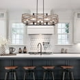 thumbnail image 3 of Cusp Barn Farmhouse Chandelier 5-Light Wood Frame Metal Finish Island Lighting for Kitchen and Dining Room(Weathered Wood), 3 of 7