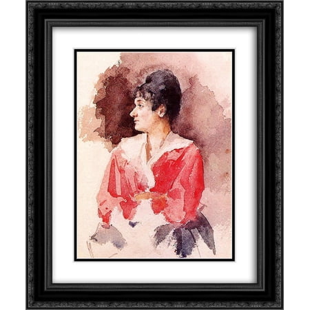 Mary Cassatt 2x Matted 20x24 Black Ornate Framed Art Print 'Profile of an Italian Woman'