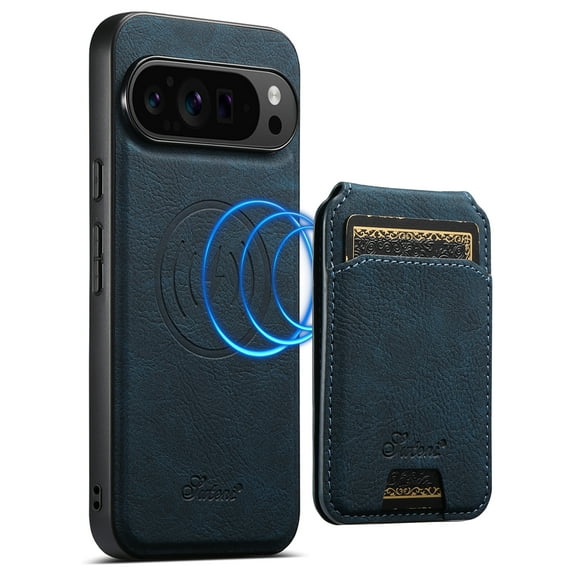 Allytechgroup 2 in 1 Detachable Wallet Case for Google Pixel 10 /10 Pro with Card Slots Kickstand, Premium PU Leather Support Wireless Charging, Magnetic Function Shockproof for Women Men, Blue