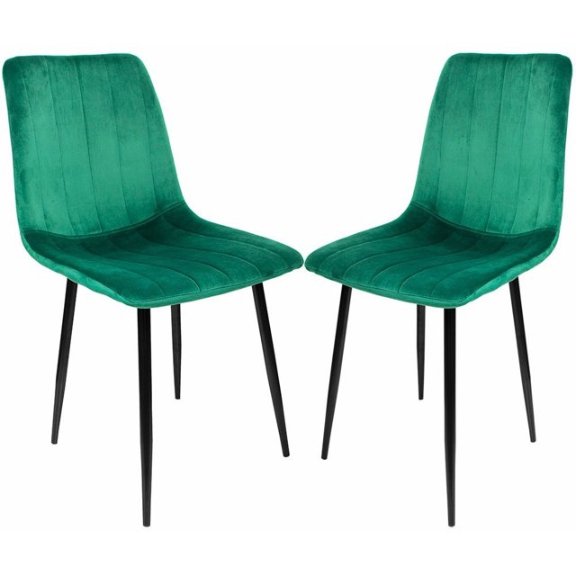 2 Sillas Comedor Eames Tapizada Rack & Pack Verde Terciopelo Sala Habitación