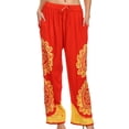 thumbnail image 1 of Sakkas Mase Floral Embroidered Adjustable Wide Leg Palazzo Pant - Orange / Yellow - One Size Regular, 1 of 4