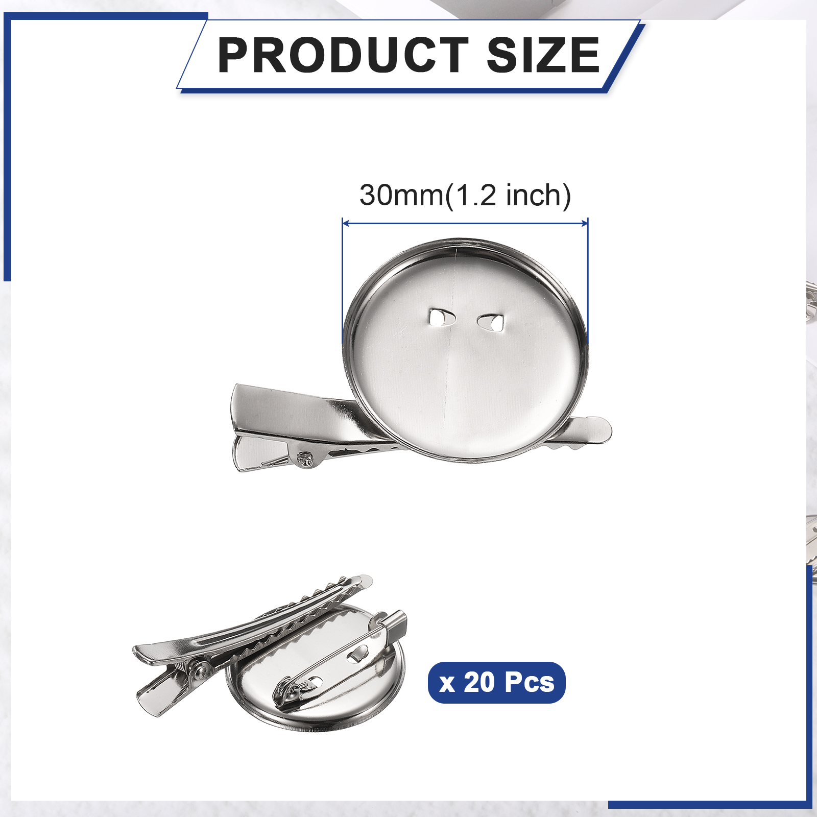 Unique Bargains Brooch Blank Round Trays with Alligator Clip Jewelry Crafts 1.2"