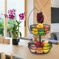 thumbnail image 4 of Auledio 2-Tier Fruit Basket Bowl with Banana Hook, Removable Vegetable Storage, Suitable for Countertops, Black, 4 of 7