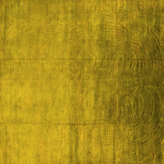 Ahgly Company Indoor Square Oriental Yellow Industrial Area Rugs, 4' Square