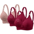 thumbnail image 2 of Bras for Women, 3PCS Womans Printing Gathered Together Large Size Daily Bra Underwear No Rims, 2 of 9