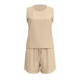 thumbnail image 6 of WAYUTE Womens 2 Piece Outfits Shorts Crew Neck Striped Sleeveless Tank Top and Bottom Matching Clothing with Pockets Summer Outfit, 6 of 7