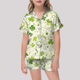 thumbnail image 2 of Pajama Set for Girls 2PC St. Patrick's Day Lapel Button up Kids Loungewear Boys Sleepwear 2 Piece Outfits Z03-Light Green 6-7 Years, 2 of 4