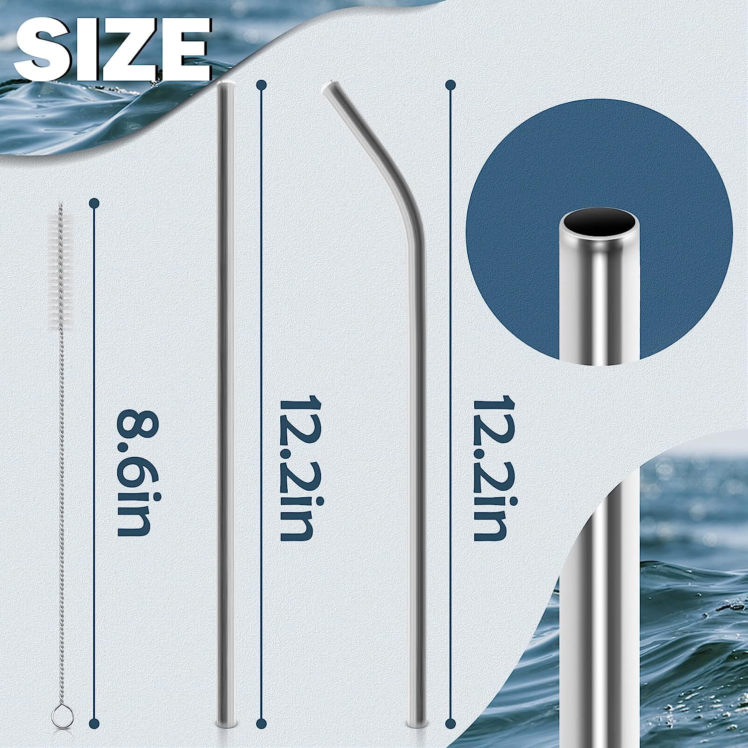 Bluwing 2 Pcs Stainless Steel Straws for 40 oz Stanley Tumbler, Replacement  40 oz Stanley Cup Straw Accessories with Silicone Tips and Cleaning Brush