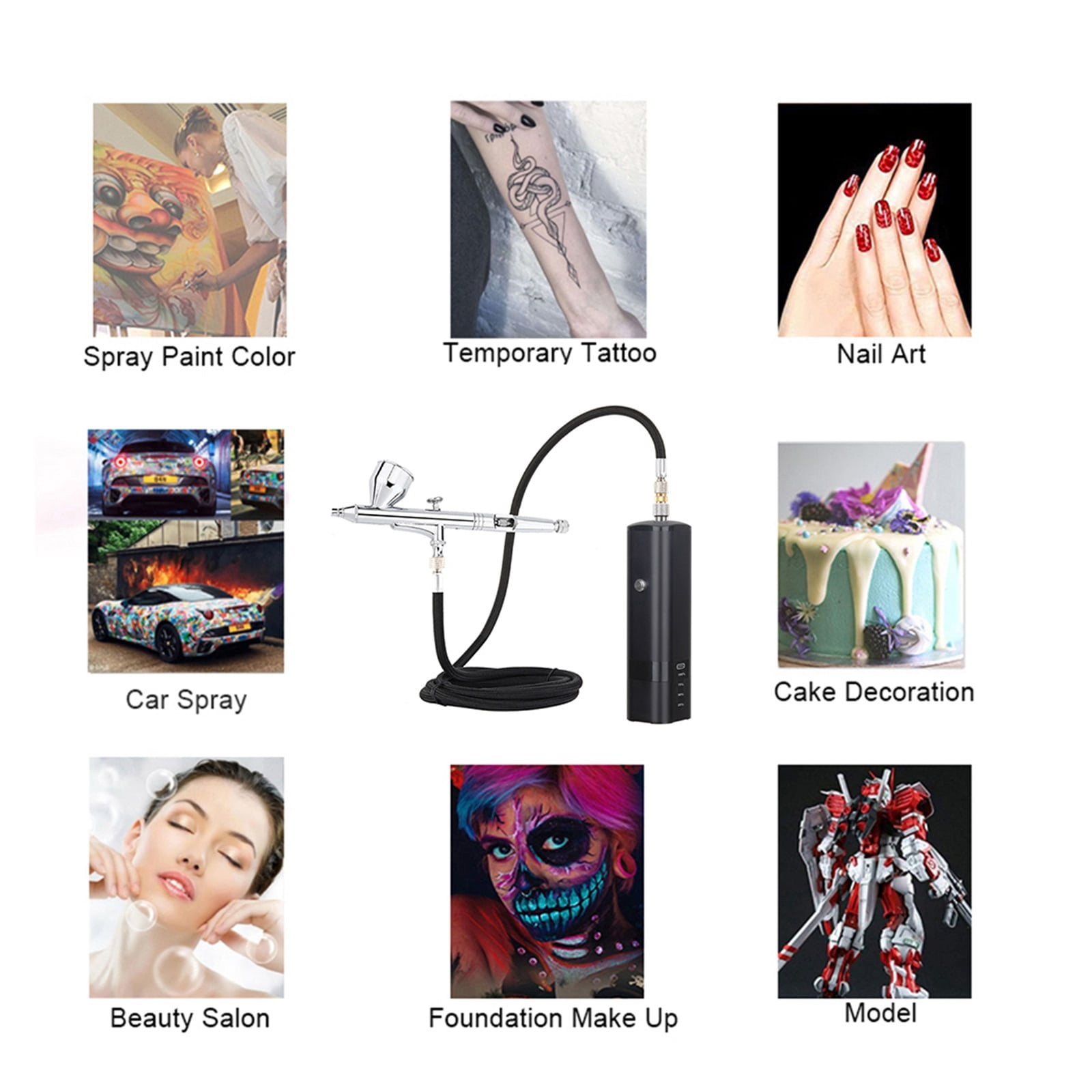 Dual Action Cordless Airbrush Compressor High Pressure Spray For Art Gun Beauty Salon Makeup Nail Tattoos Cake Tools ,Effortless cleaning