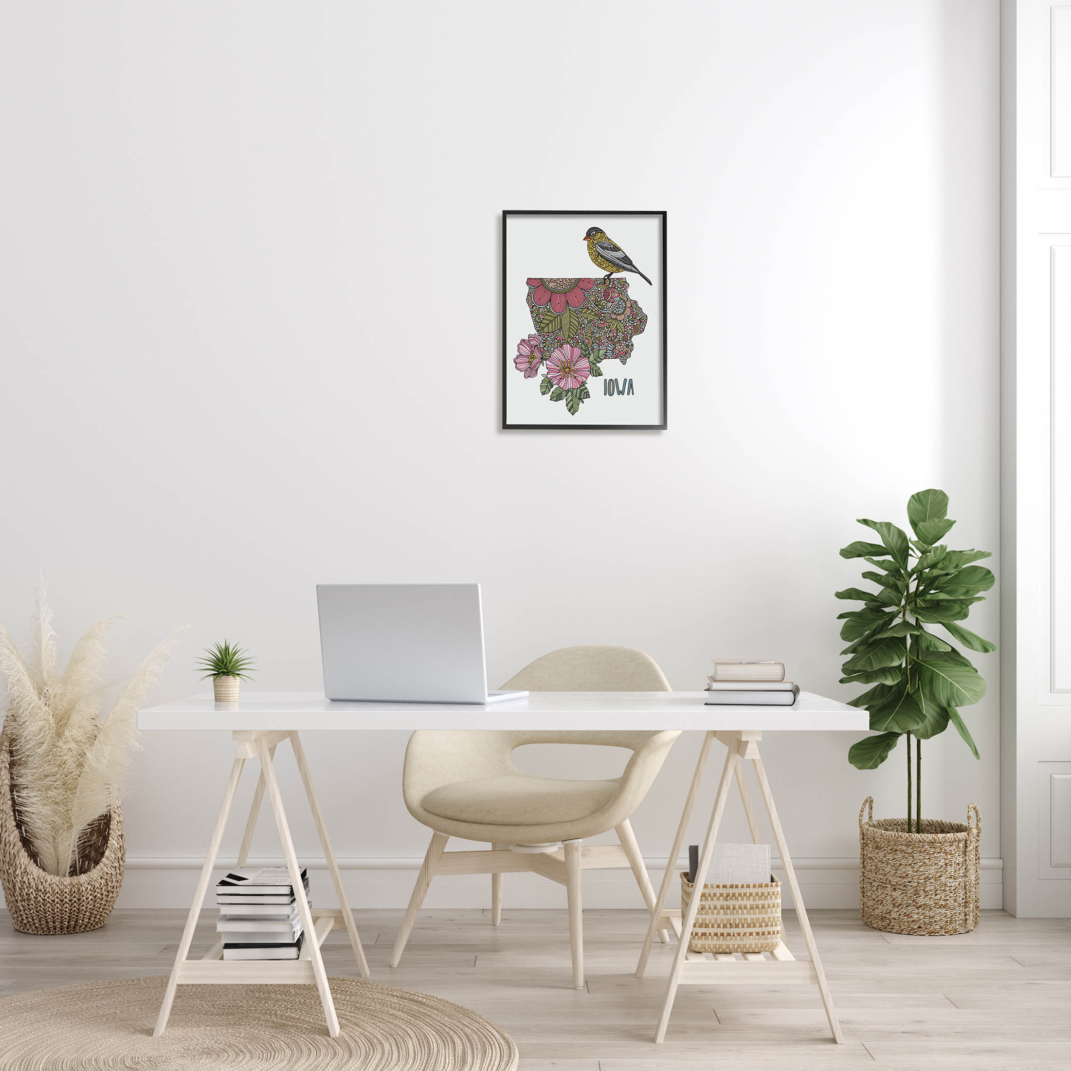 Stupell Industries Iowa Mandala Pattern State Graphic Art Black Framed Art Print Wall Art, Design by Valentina Harper