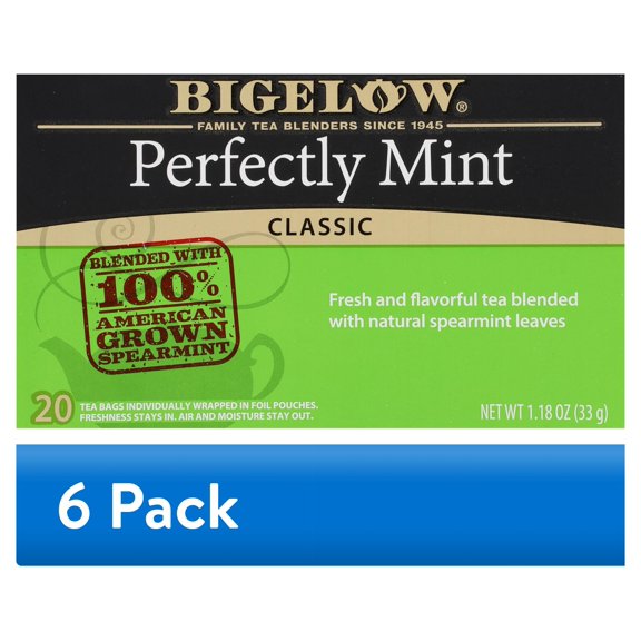 (6 pack) Bigelow Perfectly Mint, Black Tea Bags, 20 Count