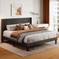 thumbnail image 5 of Asofer Queen Size Bed Frame with Upholstered Headboard, Modern Platform Design, Dark Gray, 5 of 9