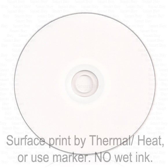 3000 Pack Smartbuy 52X CD-R 700MB 80Min White Thermal Hub Printable Data Blank Media Recordable Disc