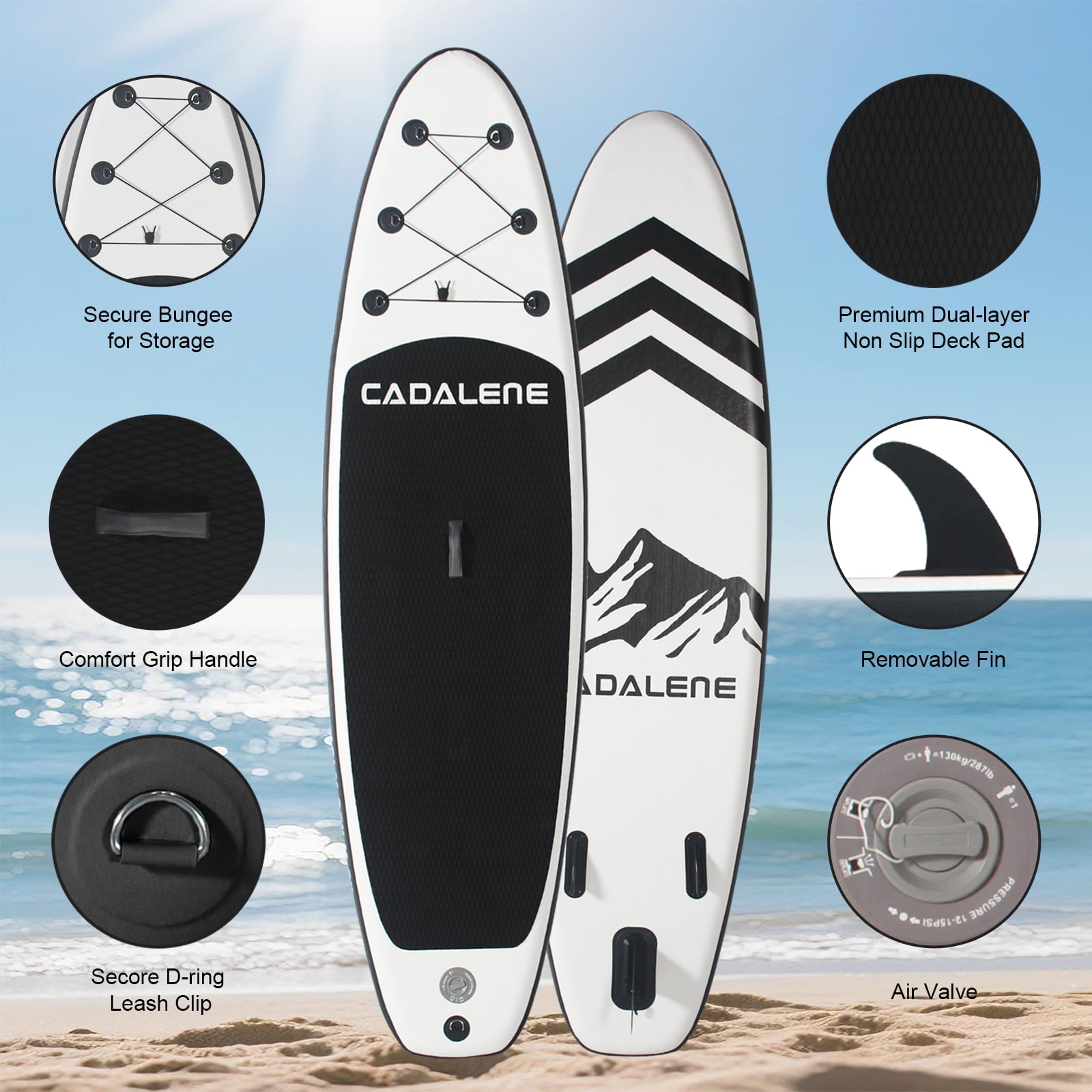 CADALENE Inflatable Stand up Paddle Board with Premium Accessories,10 ft Anti-Slip Sup Paddleboard for Adults & Youth Yoga Fishing Touring