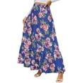 thumbnail image 2 of Womens Maxi Skirt 2025 Casual Flowy Elastic High Waist Long Skirts with Pockets Summer Beach Style Blue M, 2 of 7