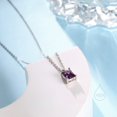 thumbnail image 2 of Emerald Cut Amethyst Purple CZ Pendant Necklace in Sterling Silver, Rectangular Cut Crystal Earrings, Purple CZ Necklace, 2 of 4