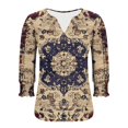 thumbnail image 6 of Jsaierl 3/4 Sleeve Womens Tops Plus Size V Neck Shirts Boho Print Ladies Blouses Work Vacation T-shirts Top S-2XL, 6 of 6