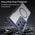thumbnail image 4 of Case for Galaxy S24 Ultra,Full-Body Rugged Carbon Fibre Protective Clear Back Hybrid Magnetic Wireless Charge Shockproof Protector Phone Case for Samsung Galaxy S24 Ultra 5G,6.8 inch 2024 (Blue), 4 of 18