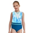 thumbnail image 4 of iiniim Kids Girls Patchwork Printed Dance Leotard Figure Skating Performance Costume Shiny Rhinestone Bodysuit Snowflake 12, 4 of 7