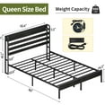 thumbnail image 3 of Yoobure Queen Bed Frame with USB Port&LED ,Standard Queen Size Bed Frame with Headboard,Black, 3 of 9