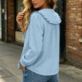 thumbnail image 5 of IUYRTFE Women's Ruffle Peter Pan Collar Blouse Long Sleeve Half Button Front Casual Loose Fit Top, 5 of 5