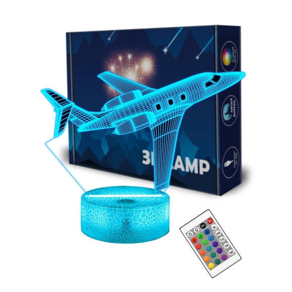 Lámpara FULLOSUN Avión 3D Luz Nocturna con Control Remoto y 16 Colores