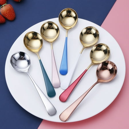 

Bobasndm Spoon Rounded Head Mixing Milk Spoon Kitchewares Ergonomic Handle Good for Kitchen