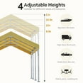 thumbnail image 6 of ADVANCE OUTDOOR 12x20 ft Carport with Adjustable Height from 9.5 ft to 11 ft, Heavy Duty Car Canopy, 8 Legs with 8 Reinforced Poles and 4 Sandbags, Beige, 6 of 7