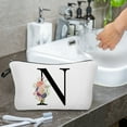 thumbnail image 6 of VWRXBZ Makeup Bag, 7.1x5.3 Inch Flower Letter Makeup Bag Letter Cosmetic Bag Alphabet Initial Makeup Bag Birthday Gifts for Women Mom Friend Bride Bridesmaid Cosmetic Bag Travel Essentials, 6 of 6
